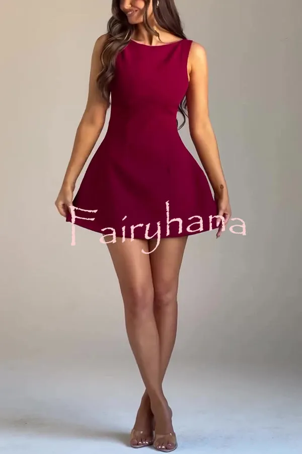 Cosmopolitan Chic High Neck Scoop Back Bubble-shaped Mini Dress