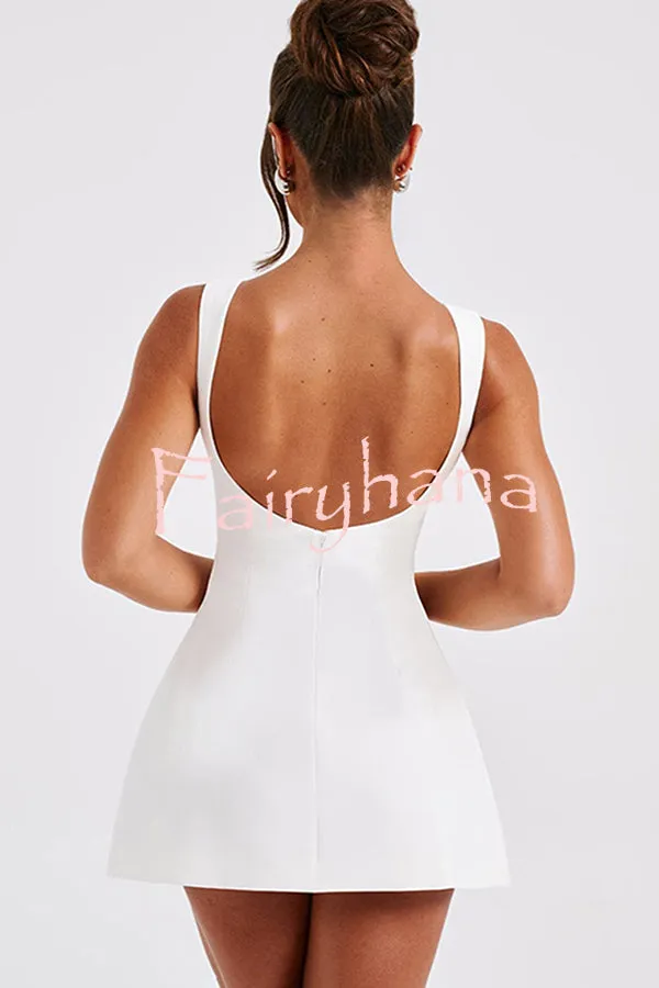 Cosmopolitan Chic High Neck Scoop Back Bubble-shaped Mini Dress