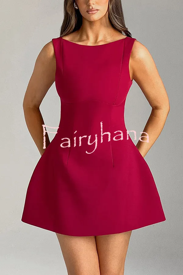 Cosmopolitan Chic High Neck Scoop Back Bubble-shaped Mini Dress