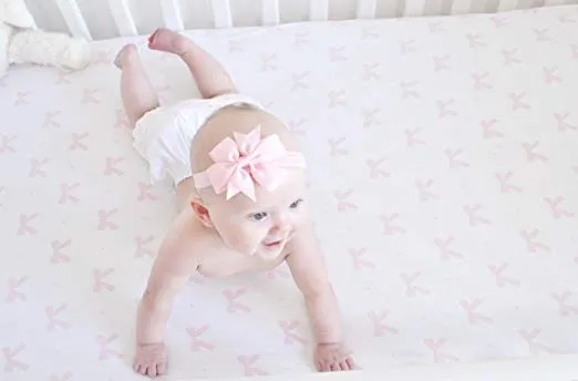 Cotton Jersey Fitted Playard Sheets, 2 Pack – Bows & Chevron