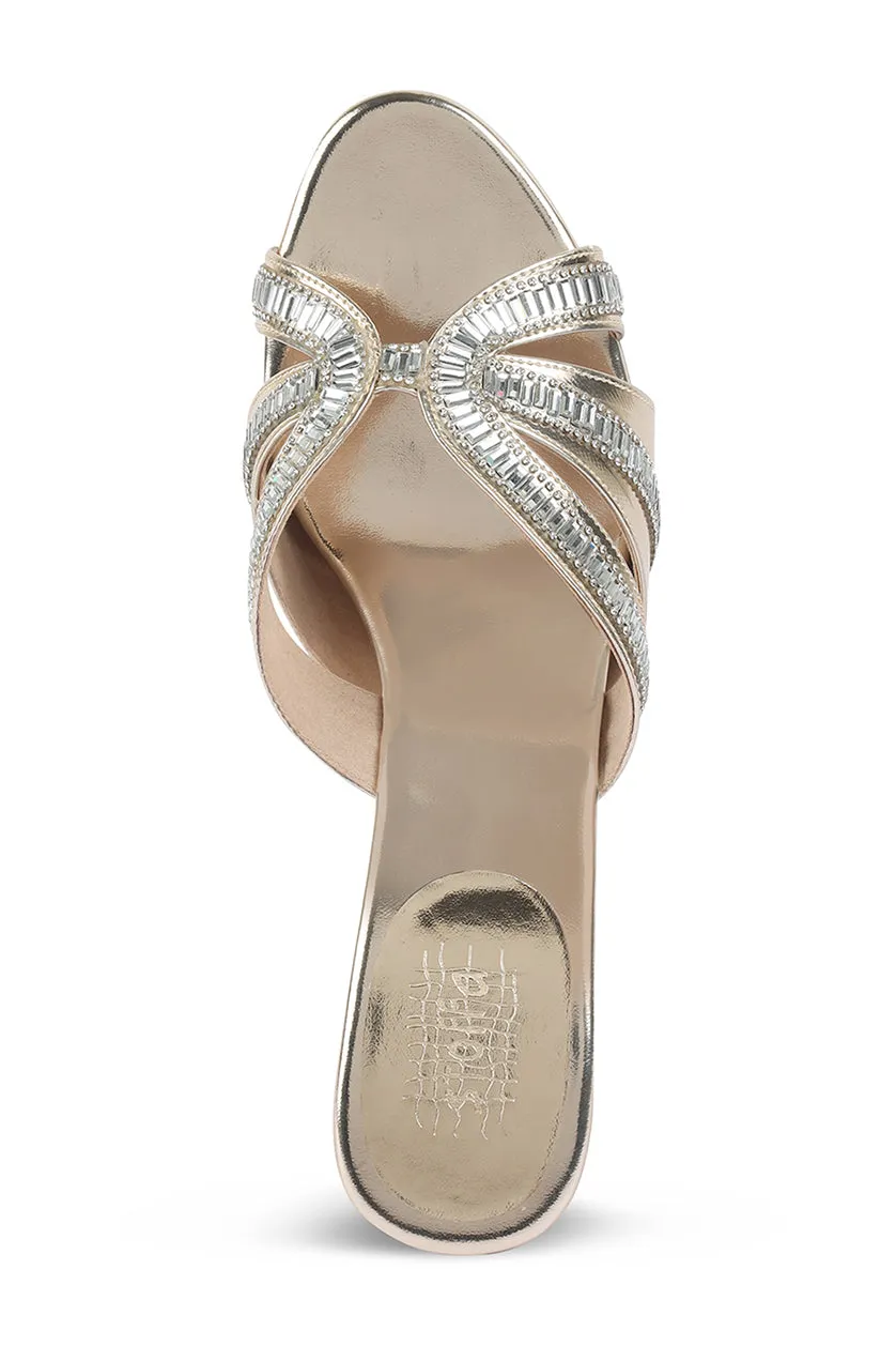 Crystal  Baguette High Wedge Light Gold