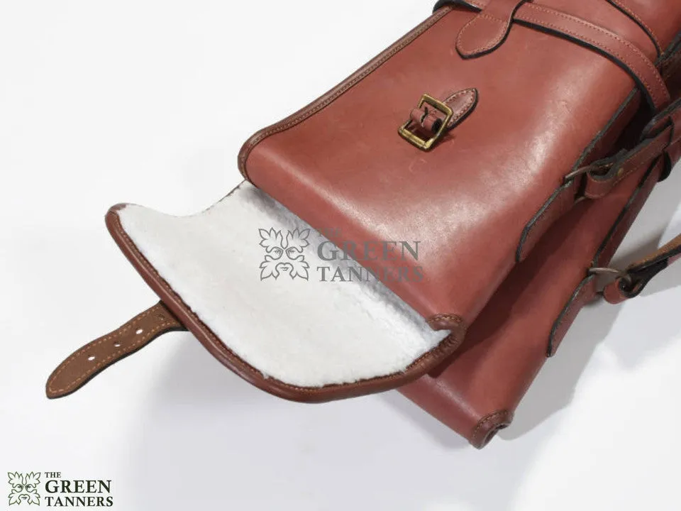 Double Tan Leather Shotgun Slip Case With Zipper Closure