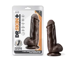 Dr. Skin Plus: 7 Inch Poseable, Girthy Dildo with Balls in Chocolate