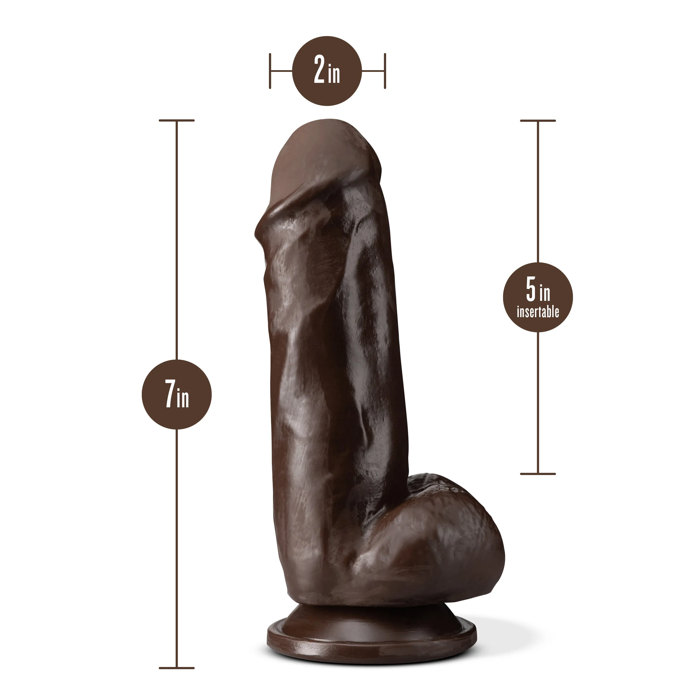 Dr. Skin Plus: 7 Inch Poseable, Girthy Dildo with Balls in Chocolate