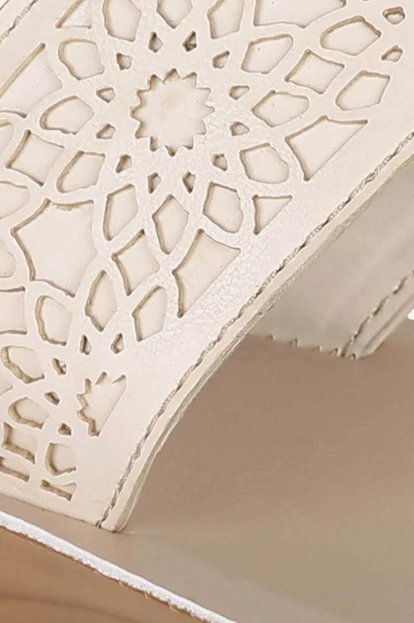 Ecru Almond Toe Laser Cut Wedge - ZCynthia