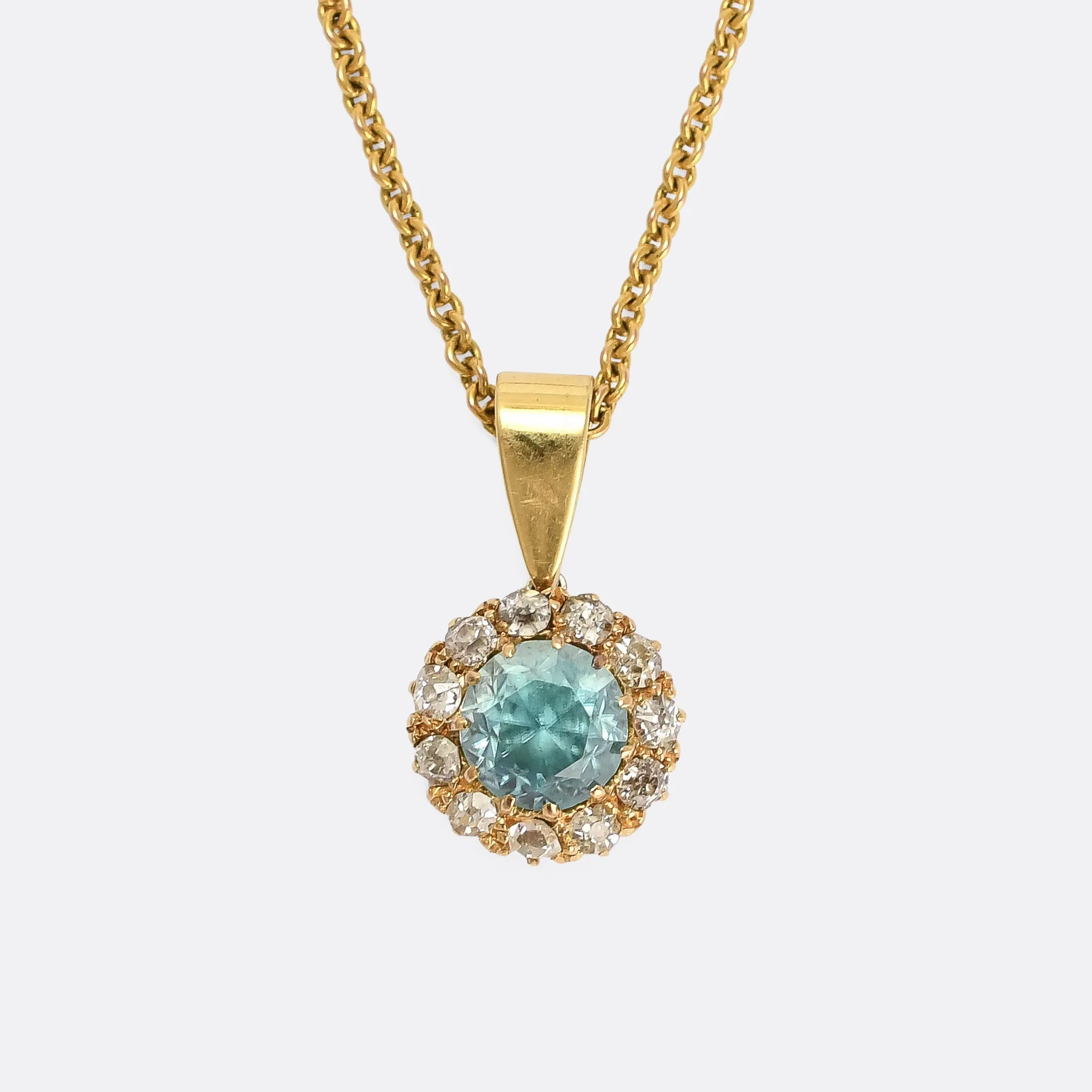 Edwardian Zircon & Diamond Cluster Pendant