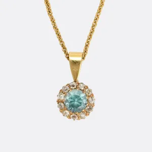 Edwardian Zircon & Diamond Cluster Pendant