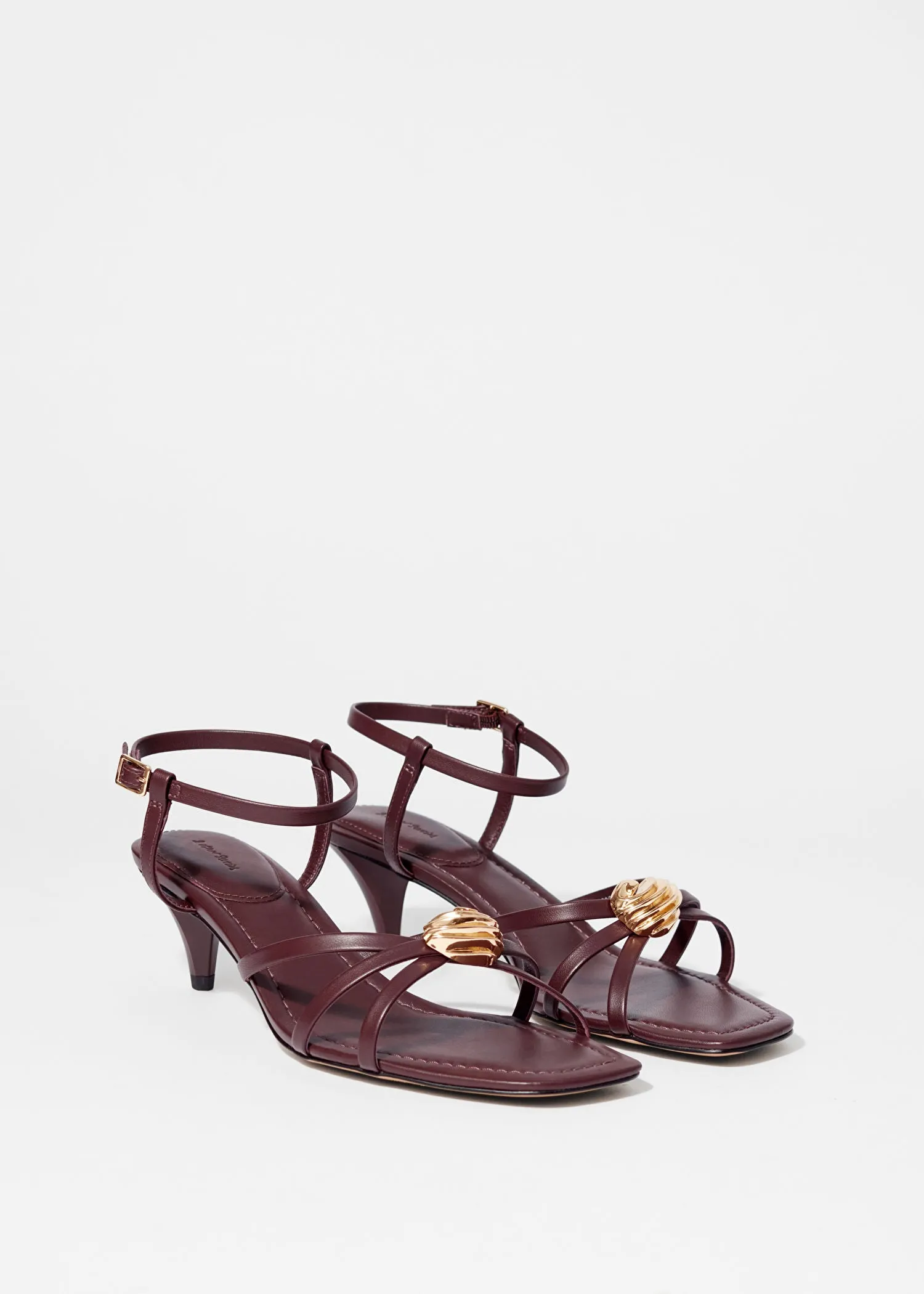 Embellished Heeled Leather Sandals