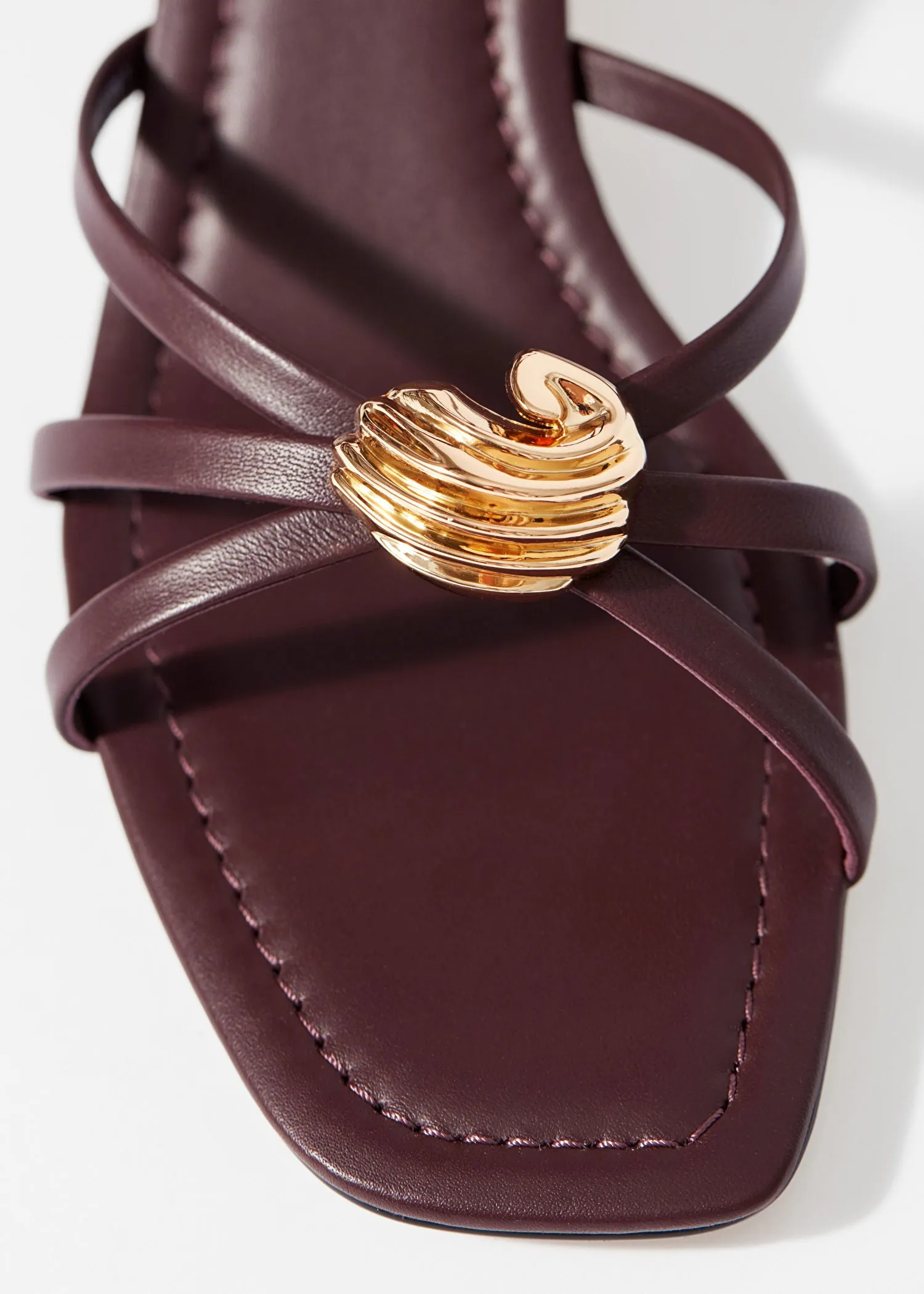Embellished Heeled Leather Sandals