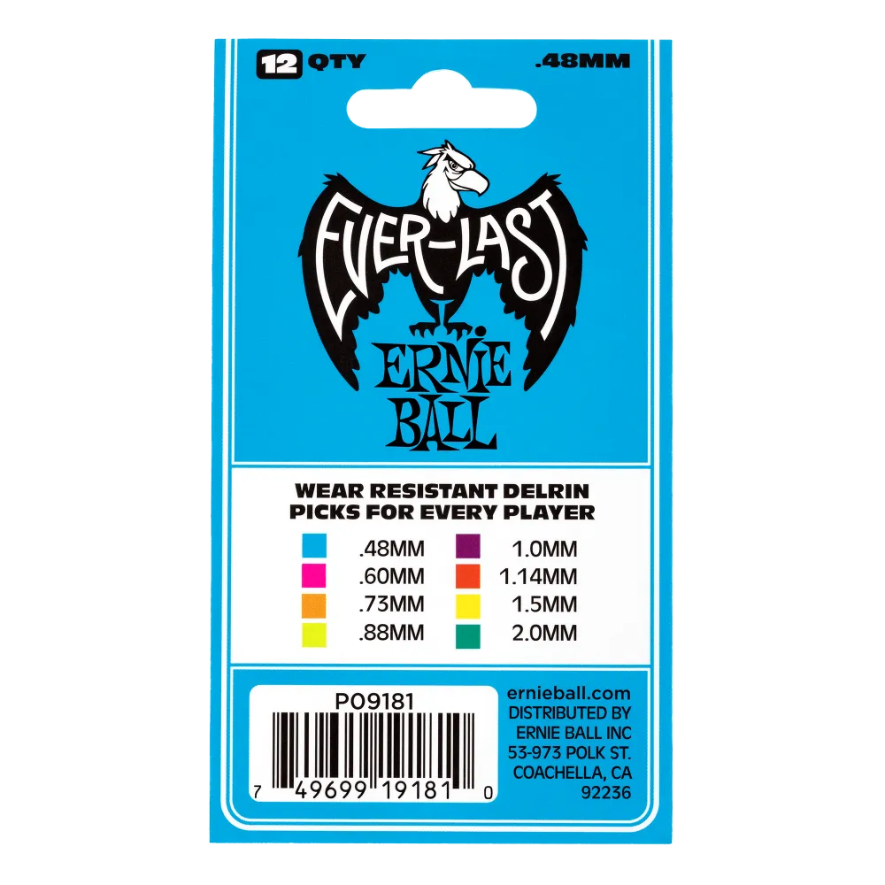 Ernie Ball 0.48mm Blue Everlast Picks 12 Pack