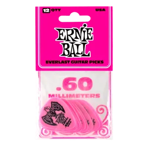 Ernie Ball 0.60mm Pink Everlast Picks 12 Pack