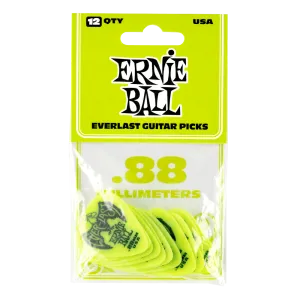 Ernie Ball 0.88mm Green Everlast Picks 12 Pack