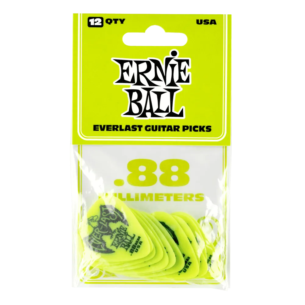 Ernie Ball 0.88mm Green Everlast Picks 12 Pack