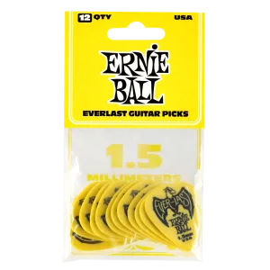 Ernie Ball 1.5mm YELLOW Everlast Picks 12 Pack