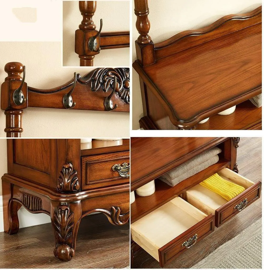 Excellent.store Floor Hangers, Solid Wood, American Coat Rack, Bedroom Hangers, Home Hall, Shoe Cabinets, Shoe Benches - Coat Rack 5014 (Design : B)