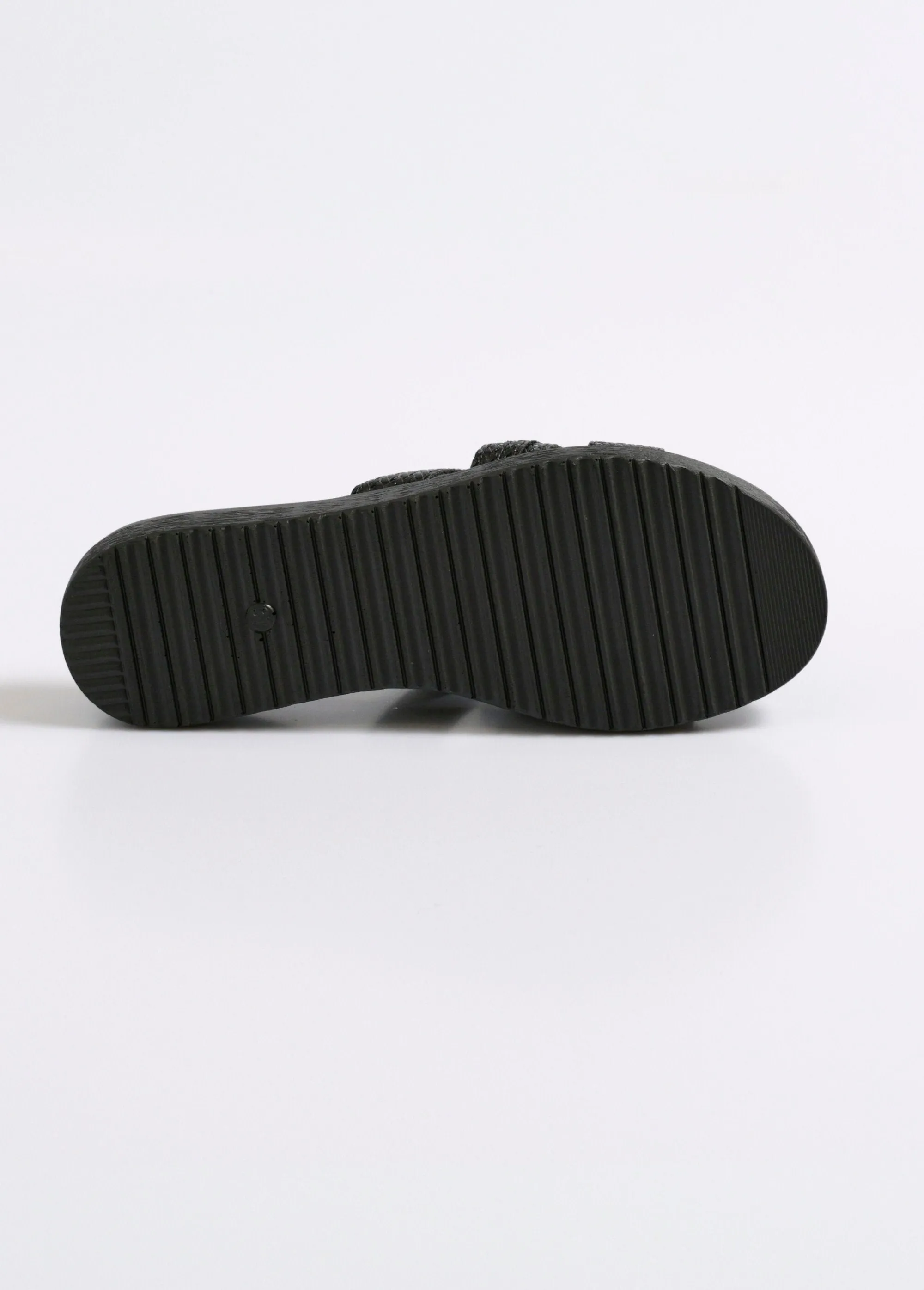 Faux leather mules with herringbone pattern and metal detail