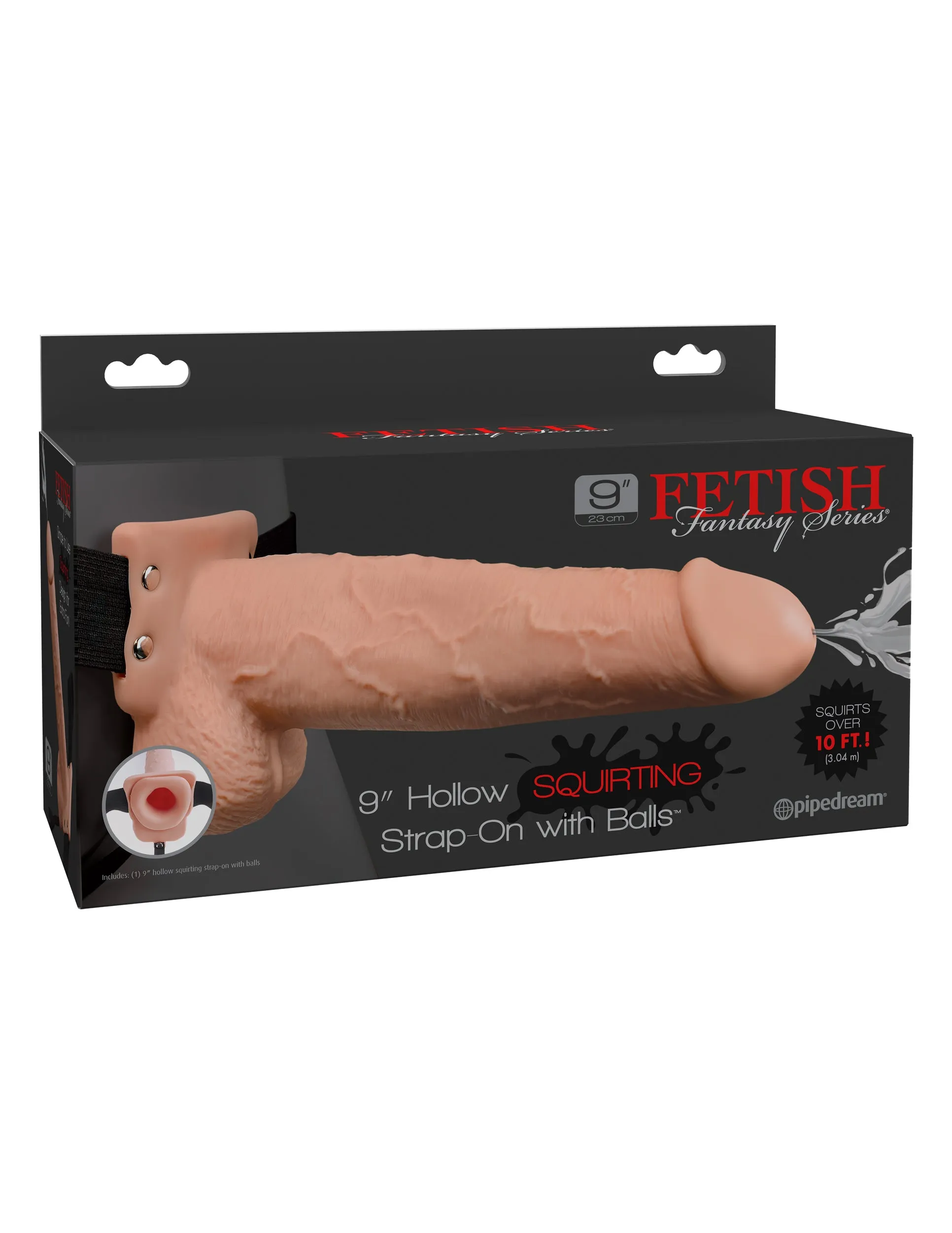 Fetish Fantasy Series 9&quot; Hollow Squirting Strap-on With Balls - Flesh