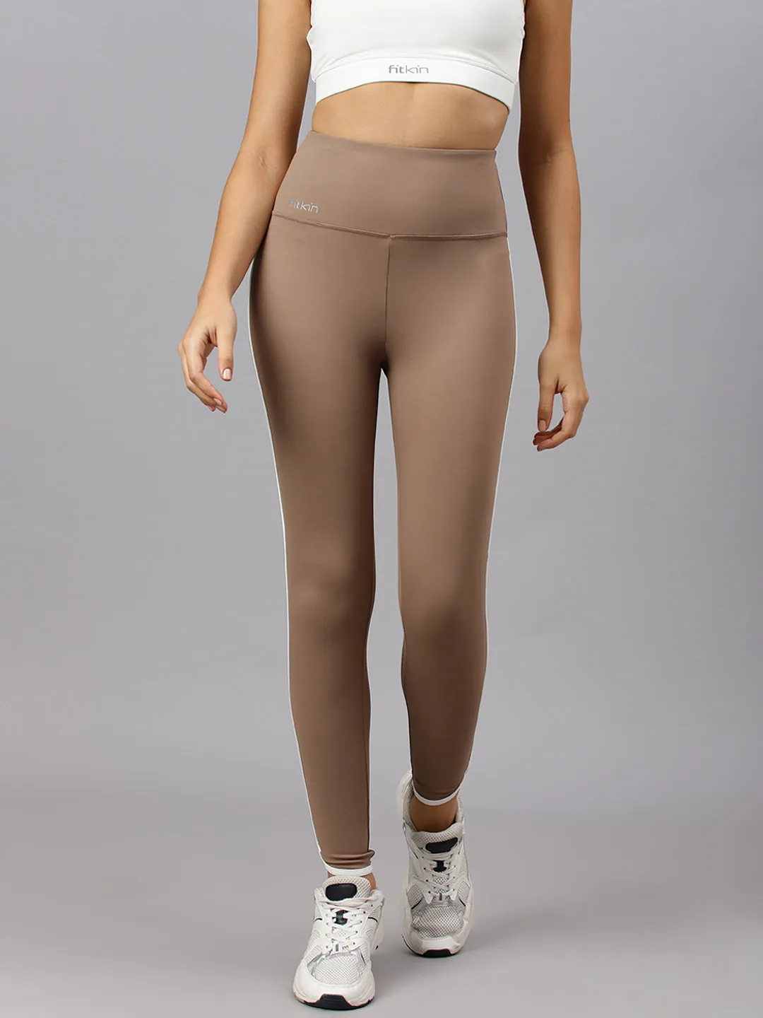 Fitkin Women's Beige Dolphin Tights