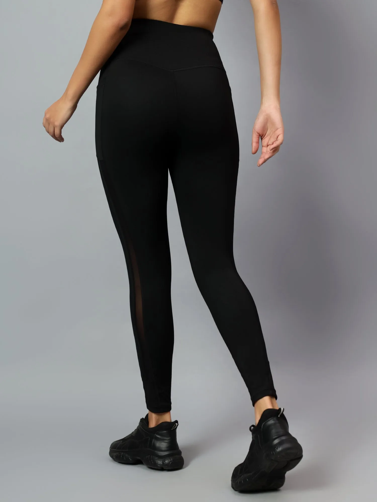 Fitkin Women's Black Side Stripe Biker Tights