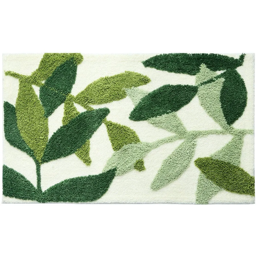 Green Leaves Microfiber Bathroom Floor Mat Carpet