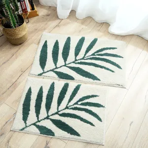 Green Leaves Microfiber Bathroom Floor Mat Carpet