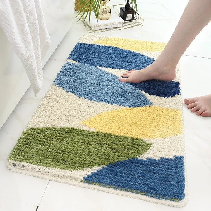 Green Leaves Microfiber Bathroom Floor Mat Carpet