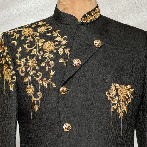 Grey Embroidered Italian IndoWestern Sherwani