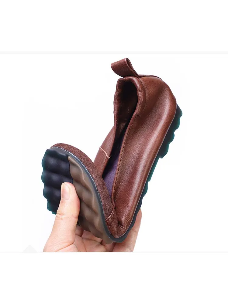 Handmade Soft Leather Paneled Mules Retro Flats