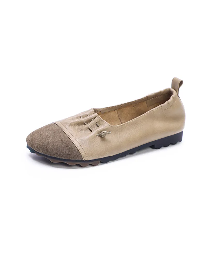 Handmade Soft Leather Paneled Mules Retro Flats
