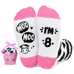 HAPPYPOP 8 Year Old Birthday Gifts for Girls - Socks for Kids Age 8, Presents for 8 Year Old Child Girls with Greeting Card