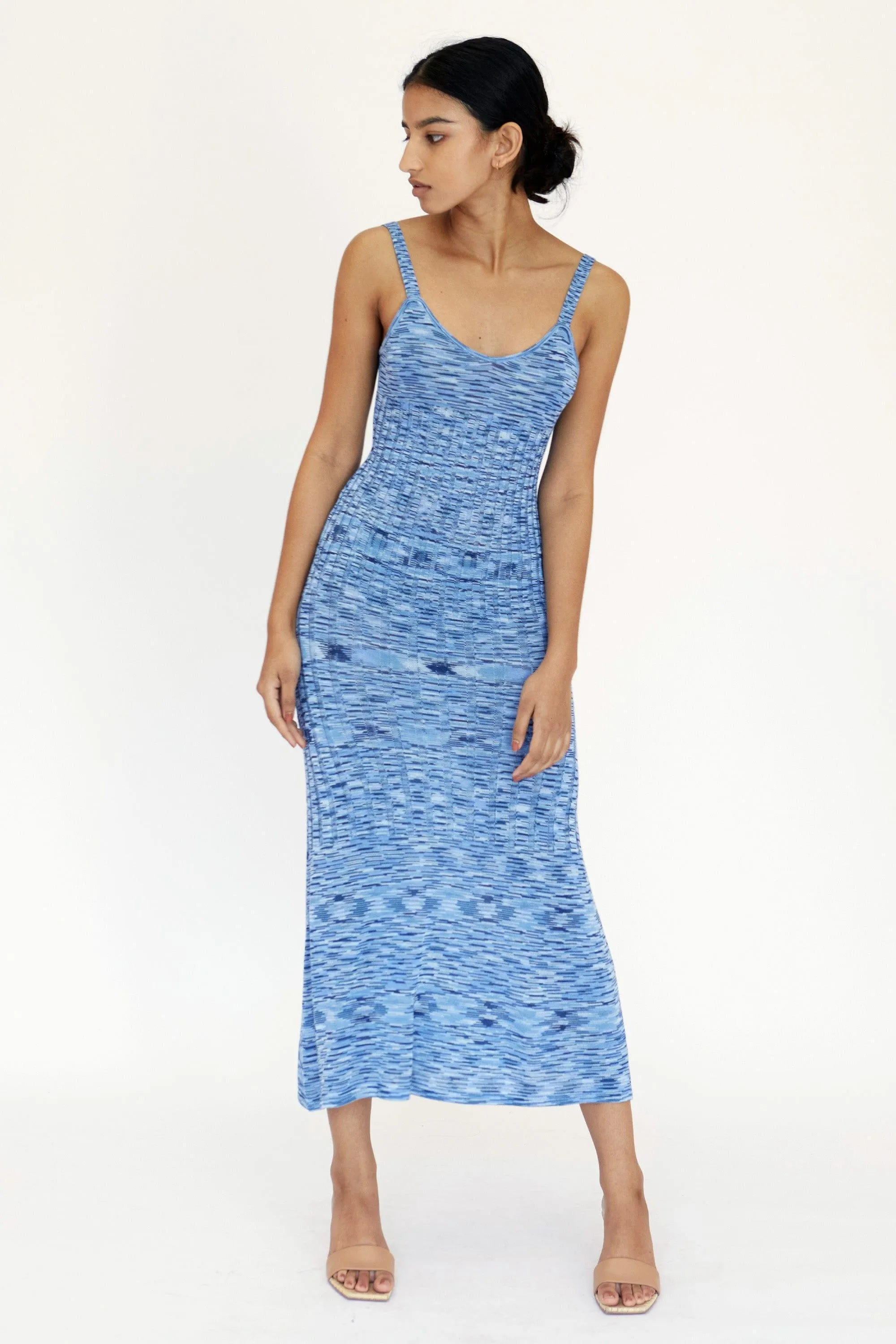 HORIZON KNIT FLARE OUT SLIP DRESS | BLUES