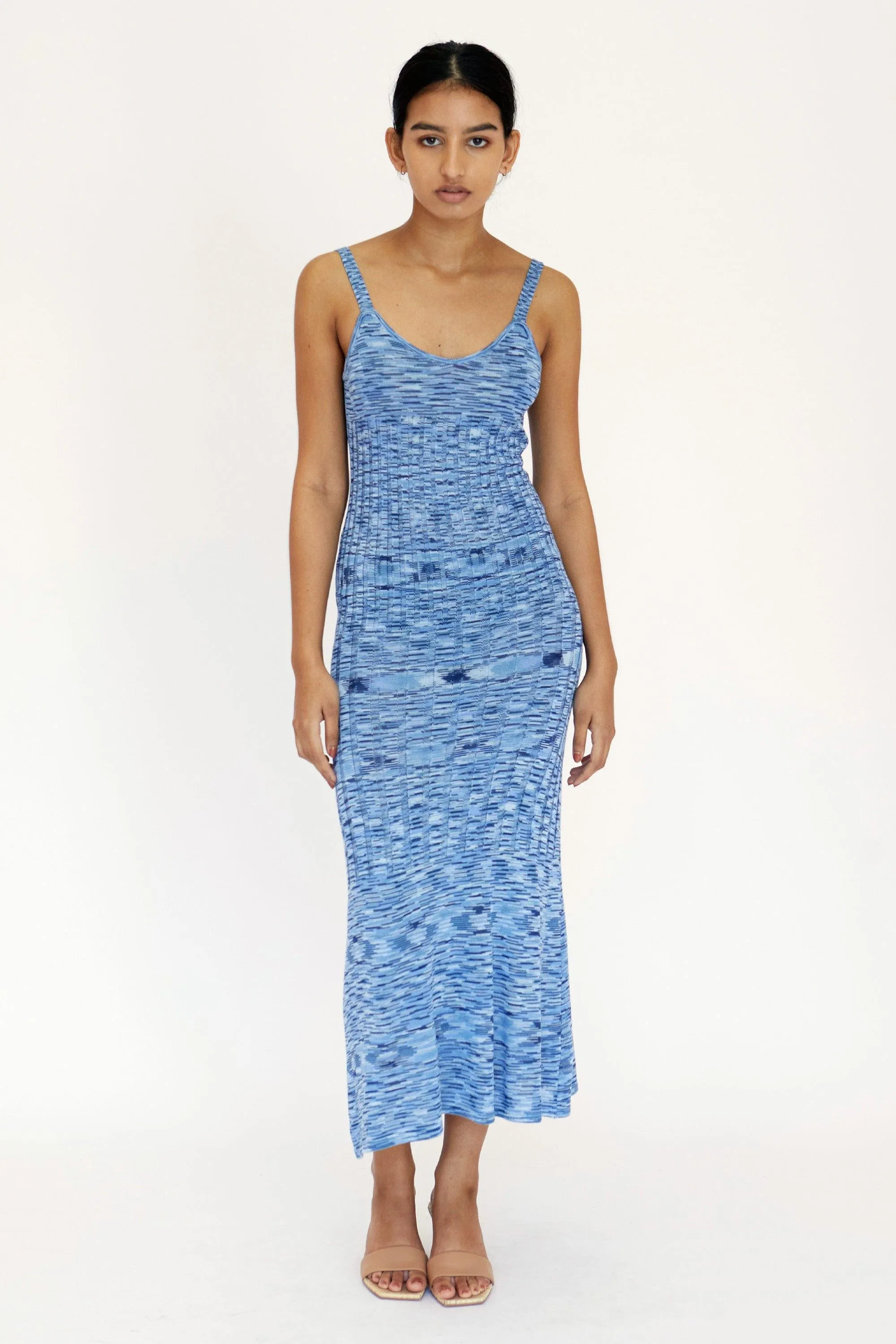 HORIZON KNIT FLARE OUT SLIP DRESS | BLUES