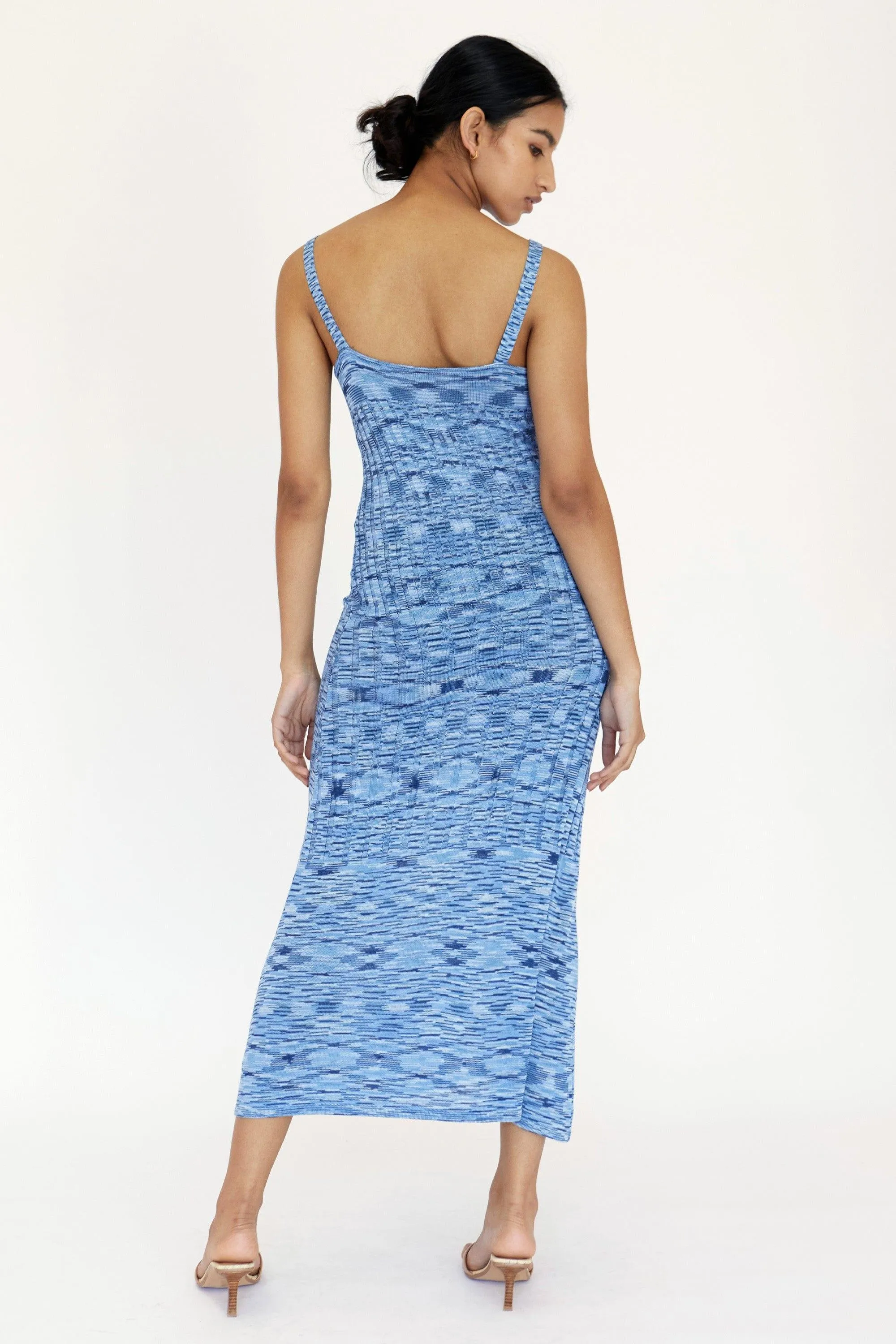 HORIZON KNIT FLARE OUT SLIP DRESS | BLUES