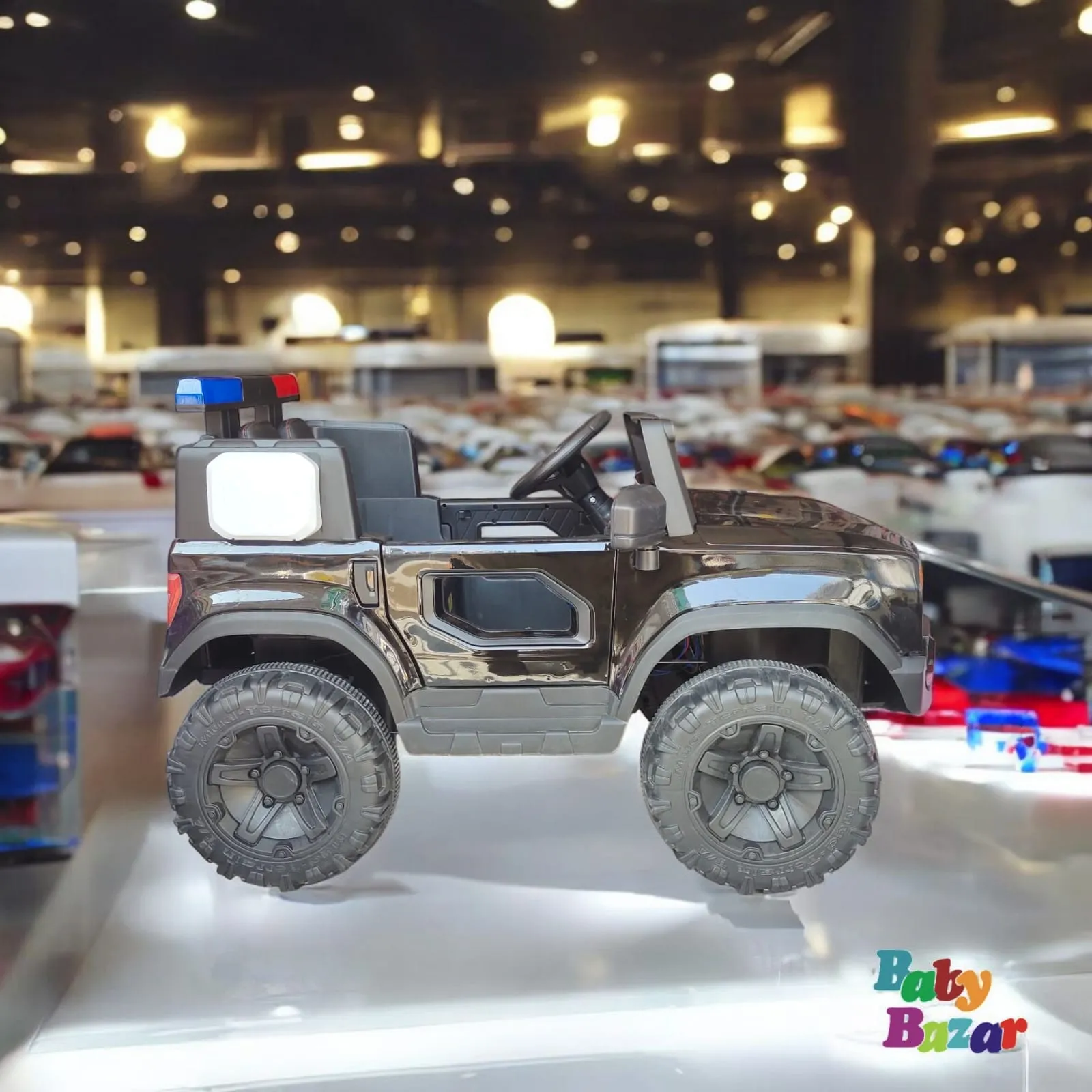 Kids Electric Ride On Police Jeep Leather Seats & Painted Body