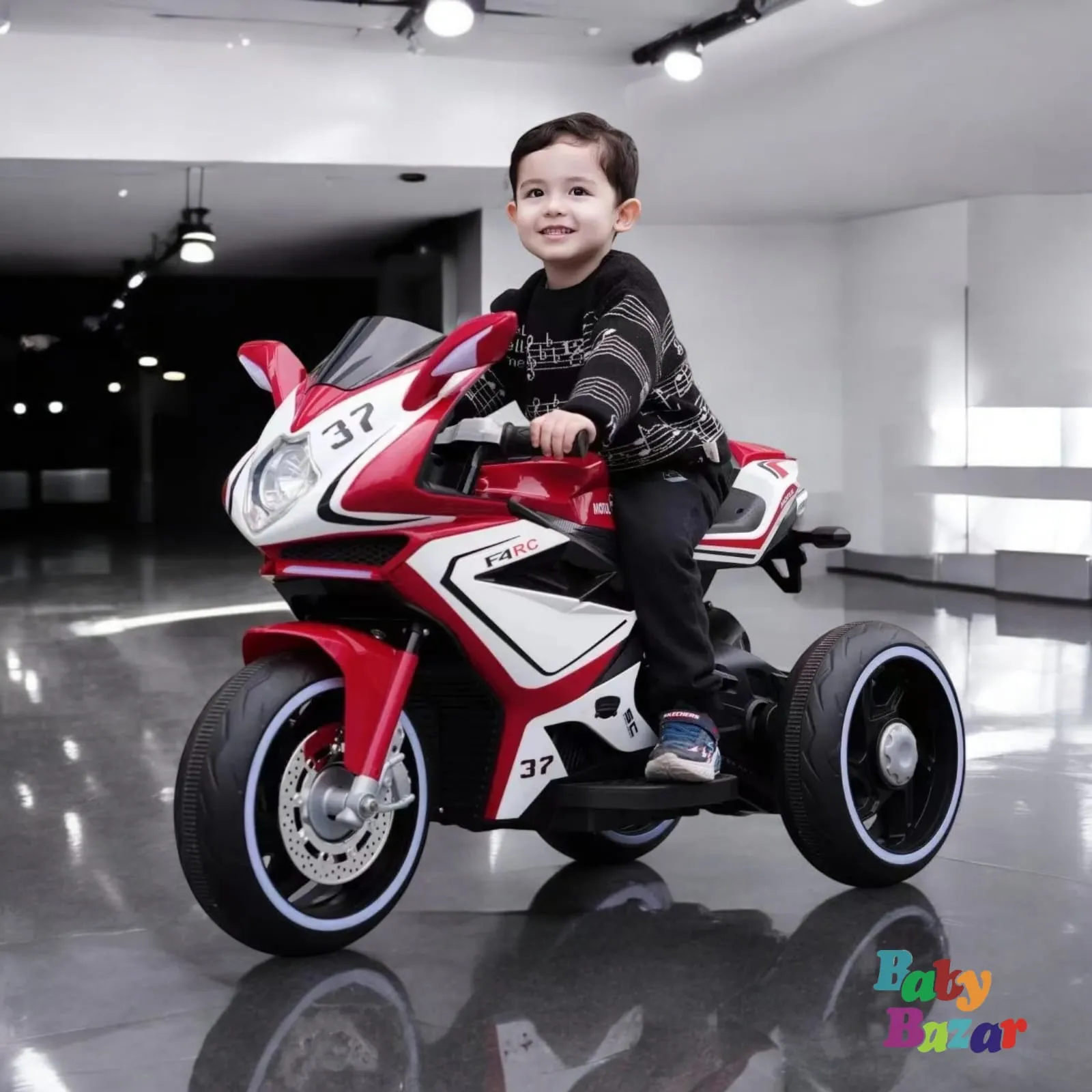 Kids Electric Ride On Sports Bike Stylish 3 Wheel Motorcycle with LED Lights & Sound
