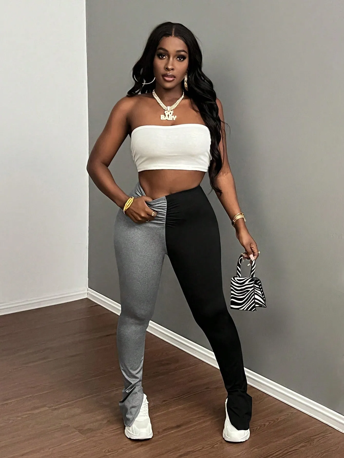 Leggings Informales Colorblock para Mujeres  CR