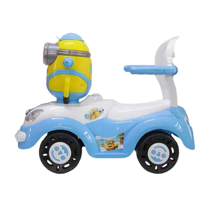 Little Star Minion Face Ride On Car With Under Seat Extra Storage, Push Car For Toddlers With Melody Horn