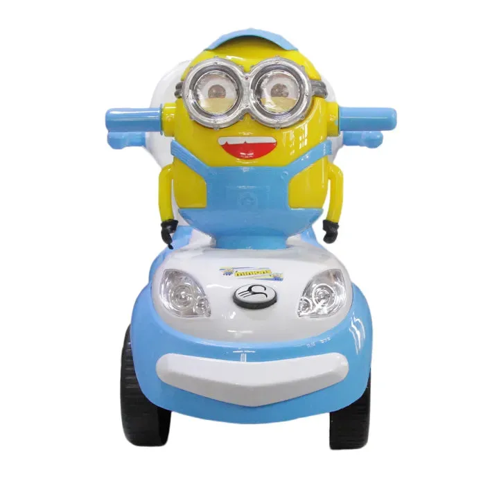 Little Star Minion Face Ride On Car With Under Seat Extra Storage, Push Car For Toddlers With Melody Horn