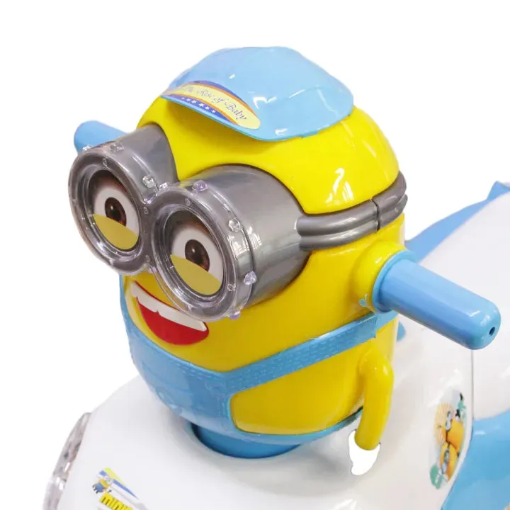 Little Star Minion Face Ride On Car With Under Seat Extra Storage, Push Car For Toddlers With Melody Horn