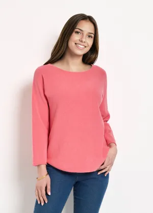 Long-sleeved boat neck sweater
