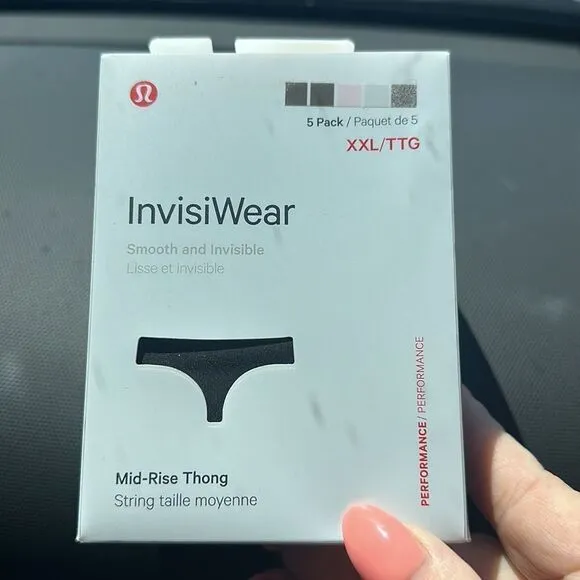Lululemon InvisiWear Mid-Rise Thong Underwear 5 Pack XXL NWT plus size‎