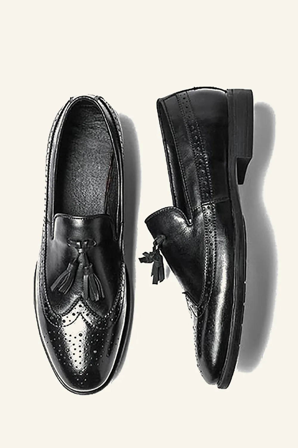 Men's Shallow Black Tassel Shoes