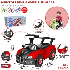 Mercedes Benzz Kids Push Car, Fun Play For Toddlers comes with Flashing Light & Melody Music, Mercedes Ride On Car