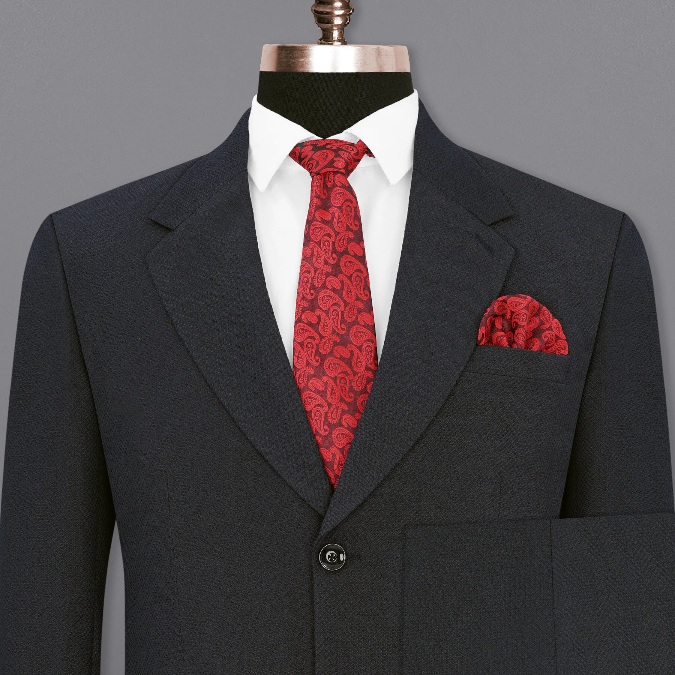 Mirage Blue Diamond Textured Single Breasted Suit