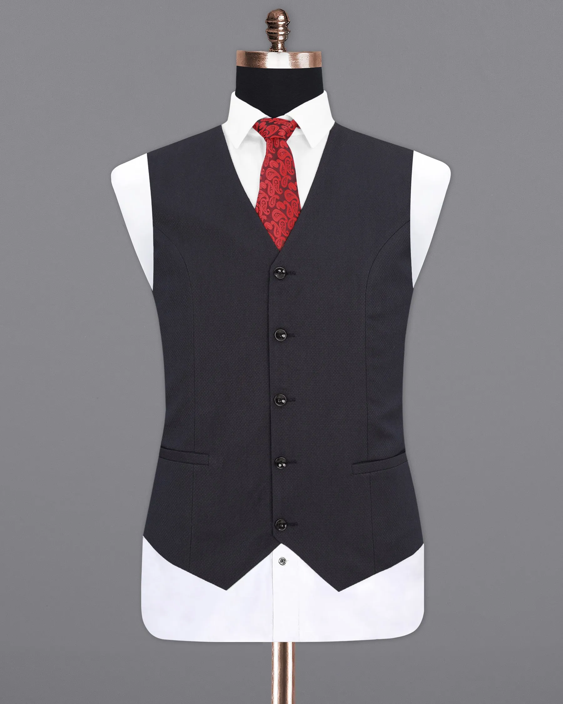 Mirage Blue Diamond Textured Waistcoat