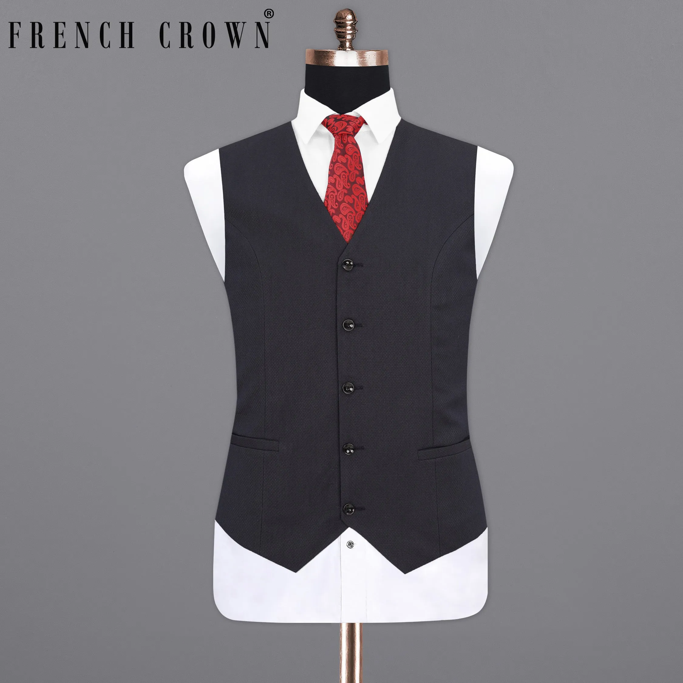 Mirage Blue Diamond Textured Waistcoat