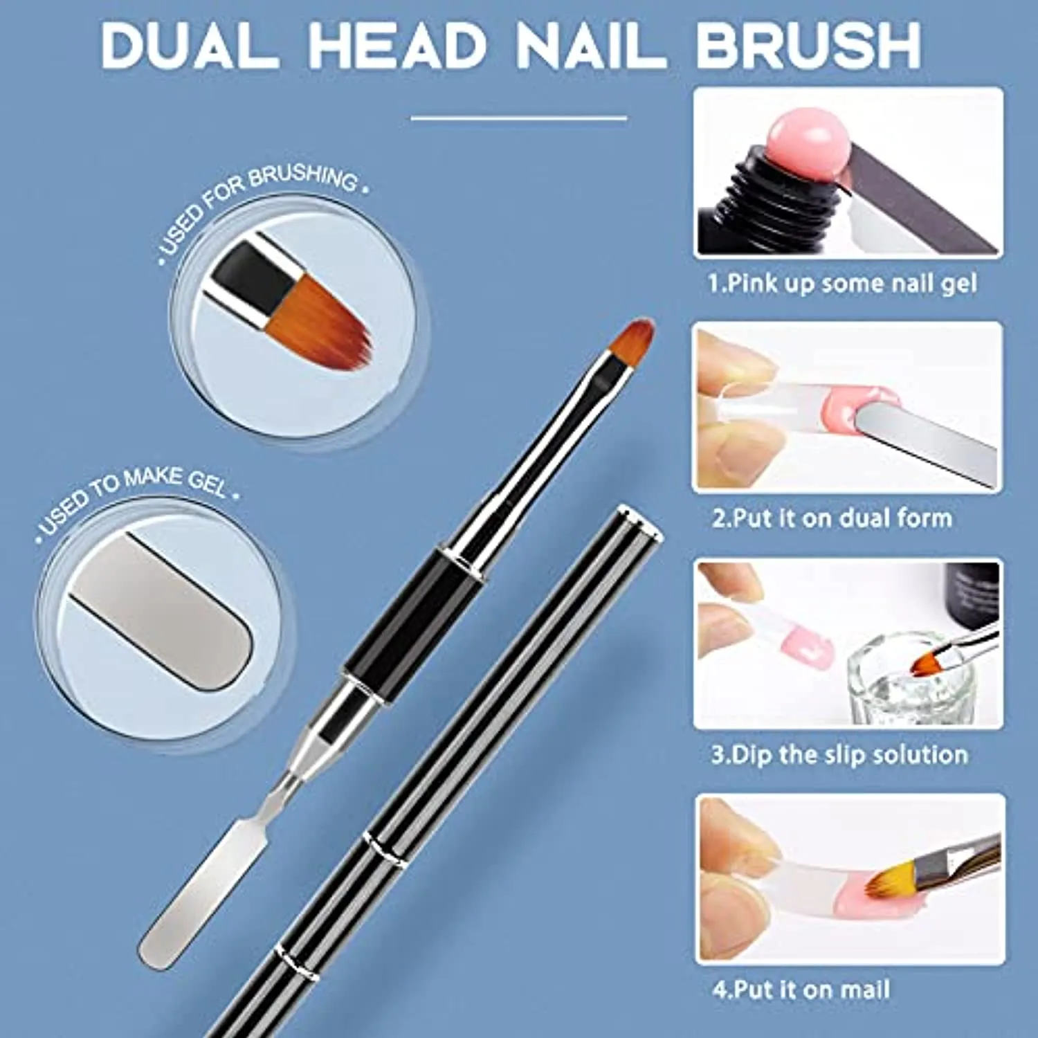 Morovan Slip Solution Poly Gel 2.5oz Nail Extension Gel Slip Solution Anti-stick Gel Solution Liquid With Brush Nail Tips Clips Crystal Cup for Poly Nail Gel Nail Art Kit Easy DIY