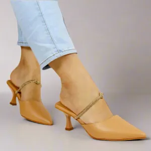 Mule de Tacón Medio- Amaretto