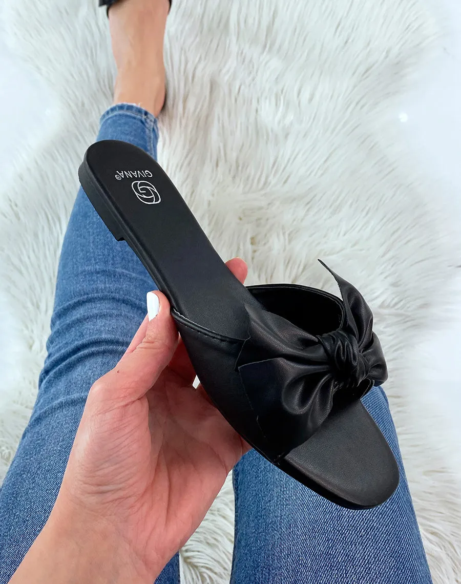 Mules noires à nœud
