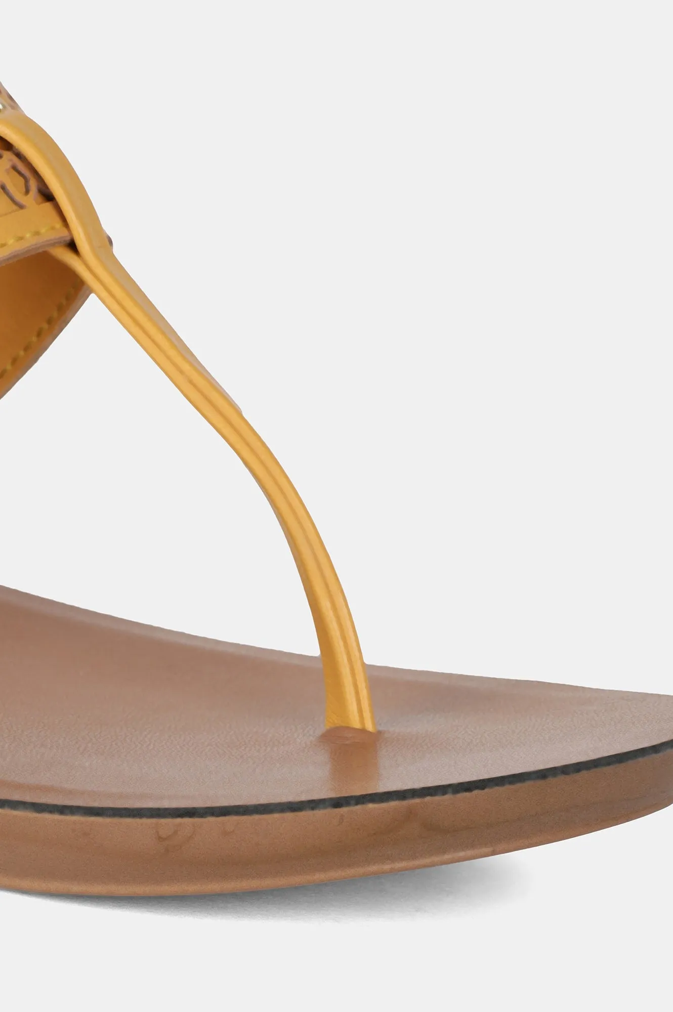 Mustard Almond Toe Laser Cut Wedge - ZCynthia